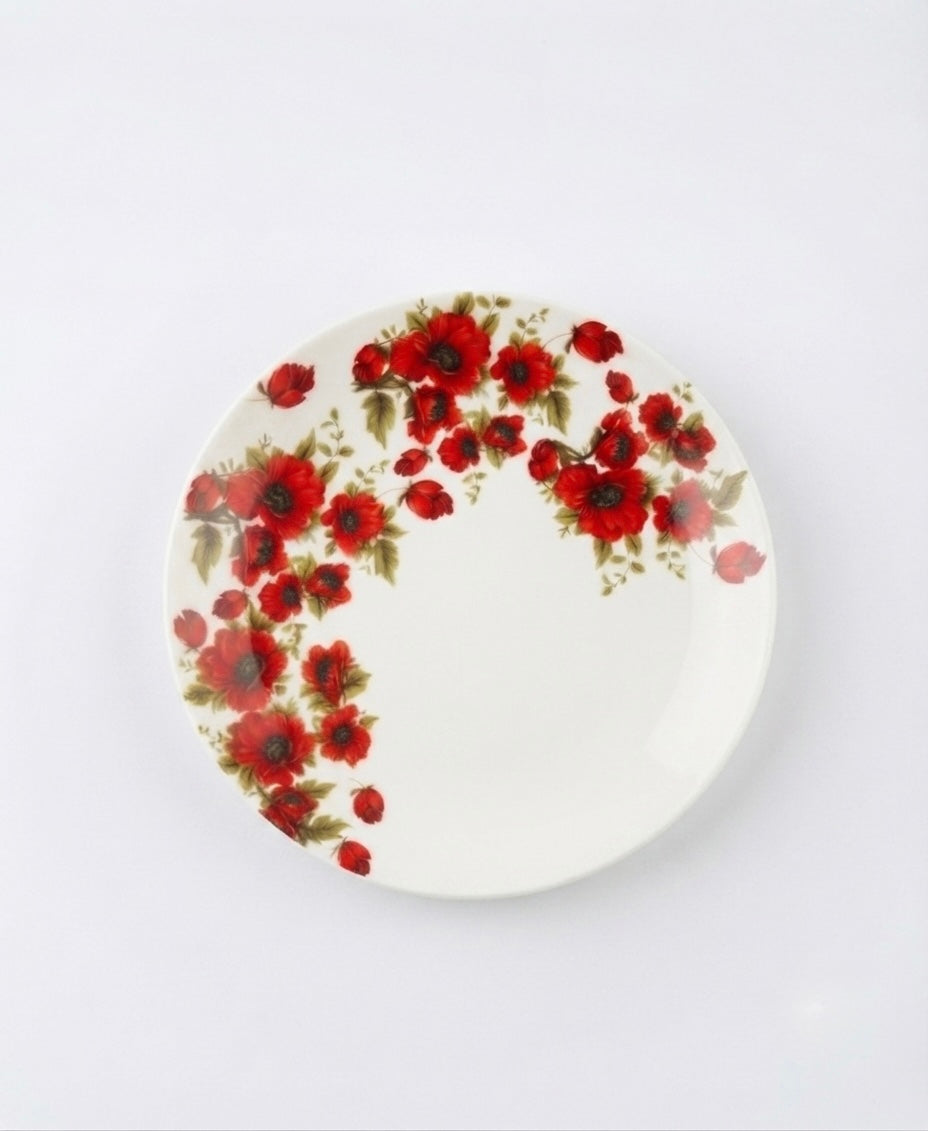 Red Poppy Quarter Plates, Pack of 2