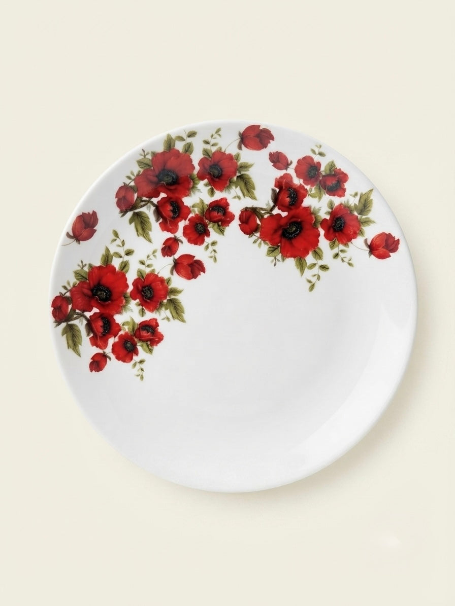 Red Poppy Quarter Plates, Pack of 2