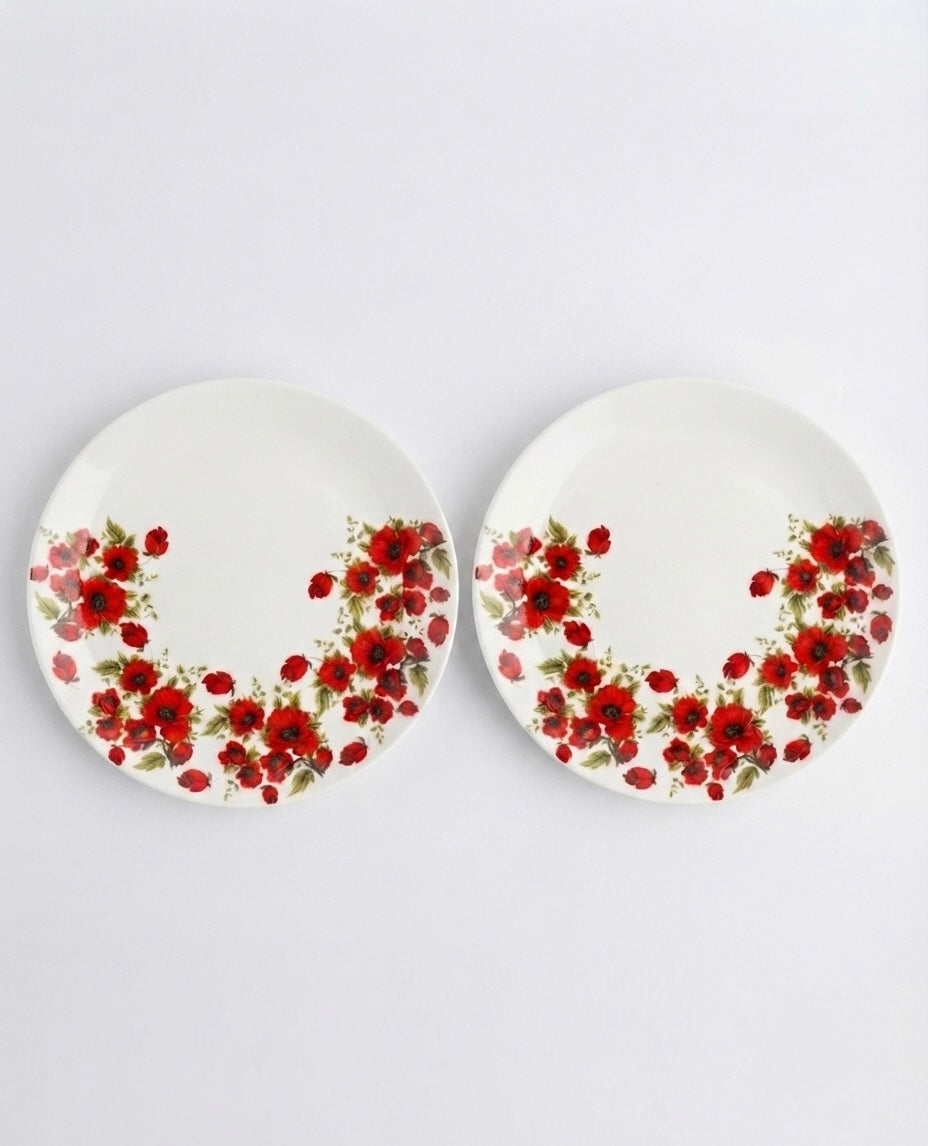 Red Poppy Full Plates, Pack of 2