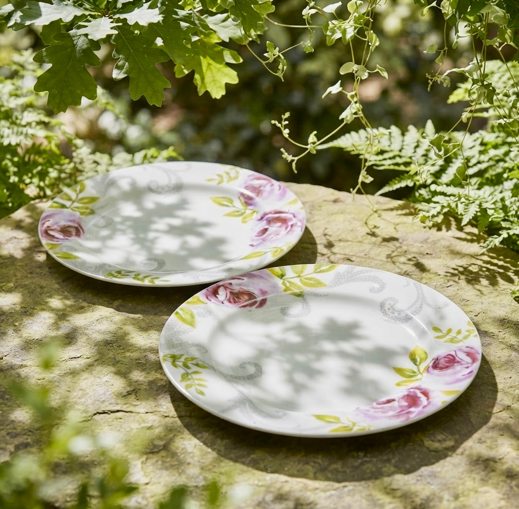 Luxury Rose Full Plates with delicate floral artwork and premium glossy finish