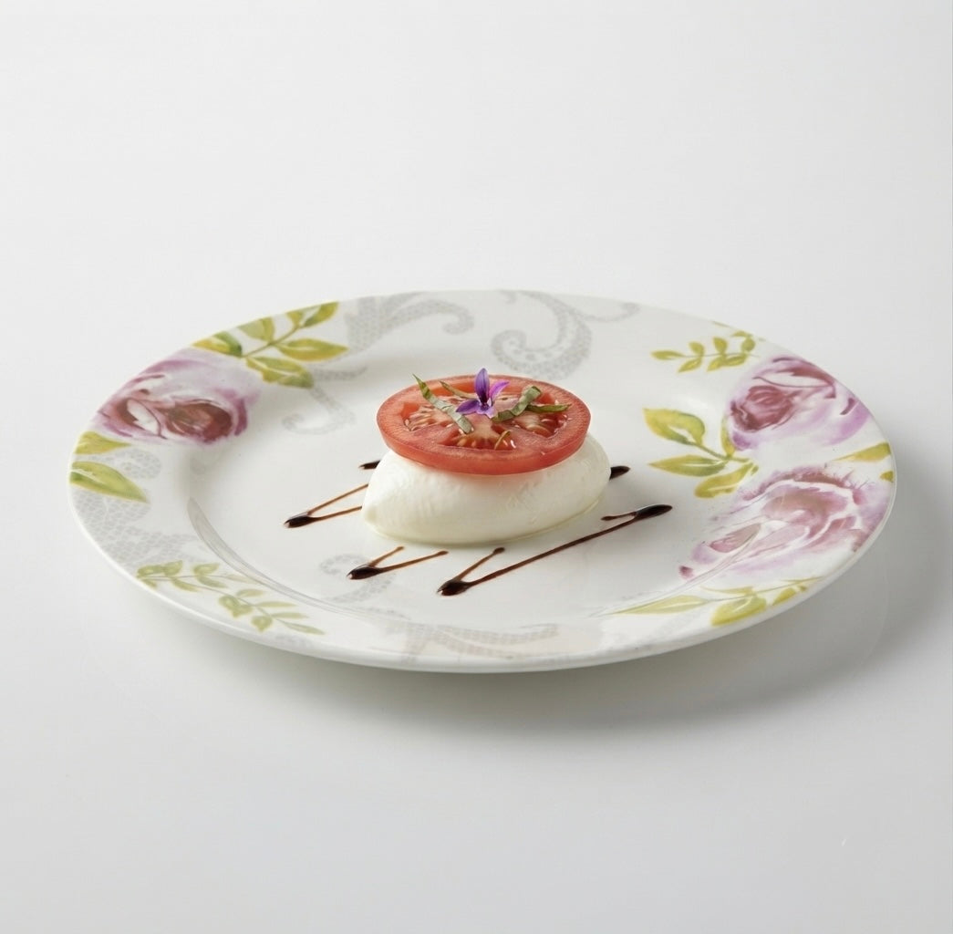 Elegant Rose Full Plates in white fine bone china for stylish table settings