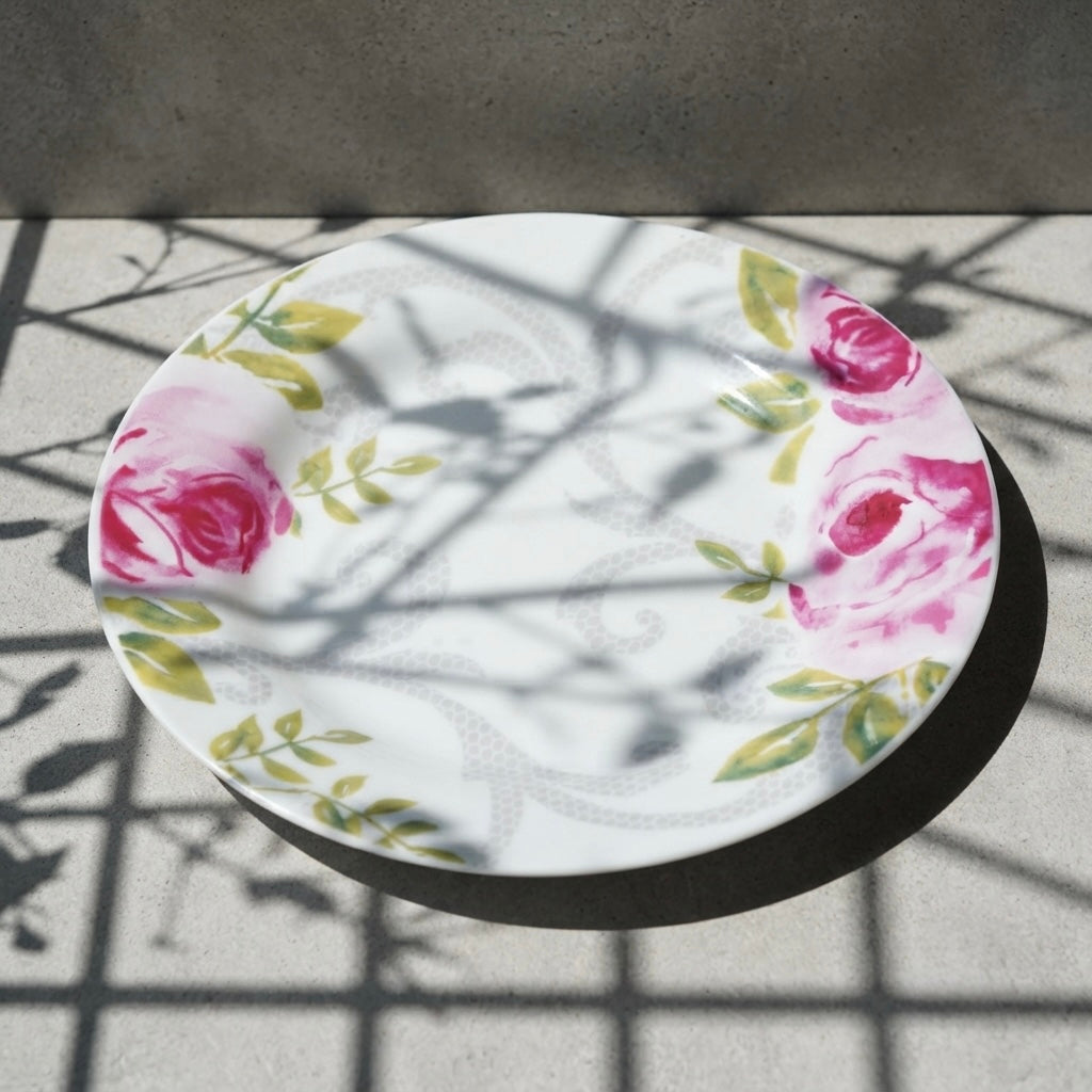 White Rose Quarter Plates with classic floral design for everyday and festive dining