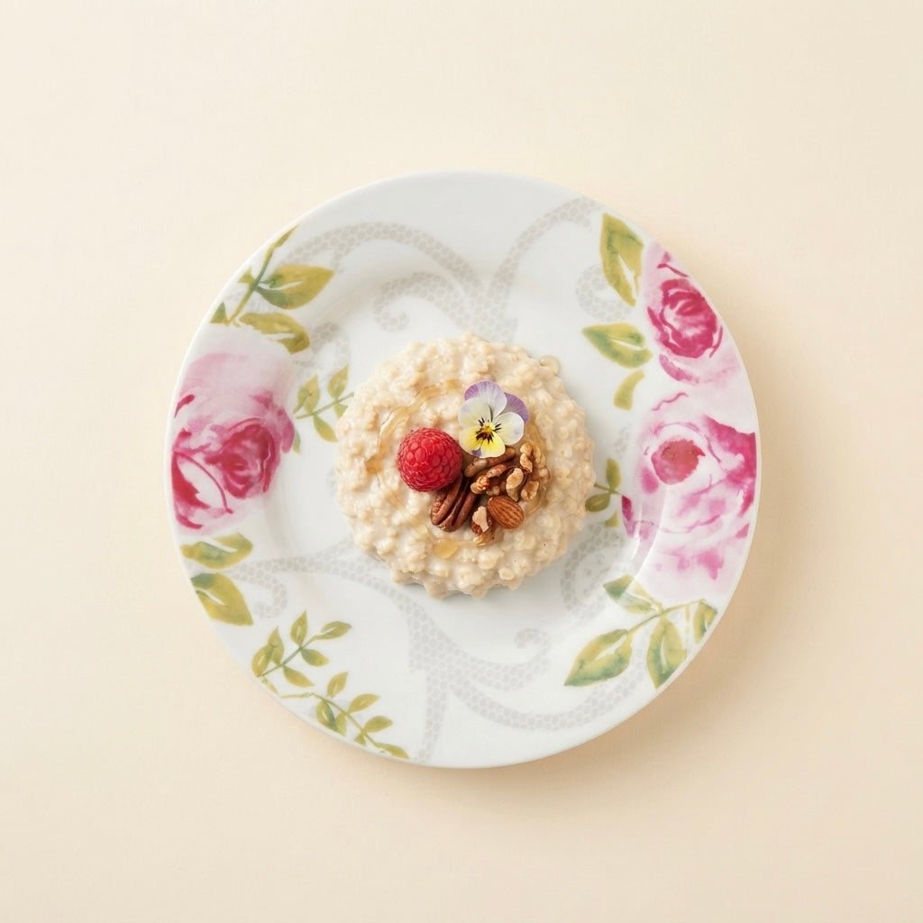 Rose Quarter Plates with refined pink rose artwork for serving desserts and starters
