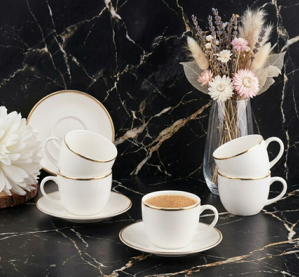 Royal Cups and Saucers with Pure Gold (Pack of 12) My Store