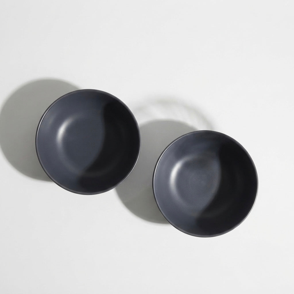 DATA Sattva Serving Bowl in Grey Matt, Set of 2 Dandy Lines by DATA