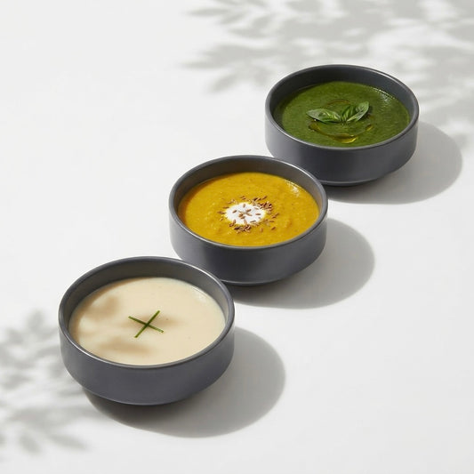 DATA Sattva Matcha and Soup Bowl in Grey Matt, Set of 4 Dandy Lines by DATA