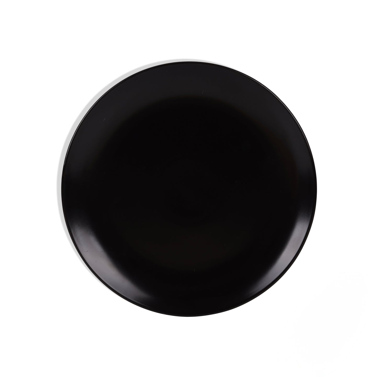 Top view of Black Matt Ceramic Sattva Full Plates showcasing smooth matte black surface