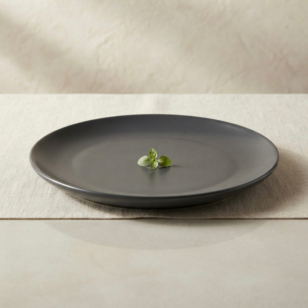 Close-up of Grey Matt Ceramic Sattva Full Plates highlighting premium matte ceramic texture
