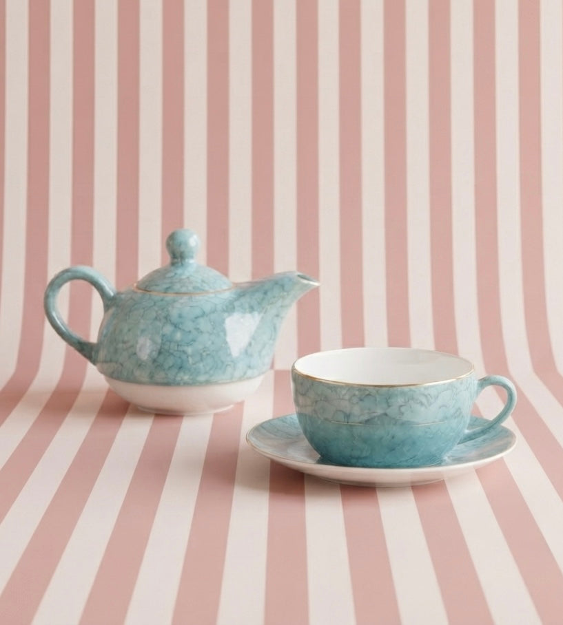 Tea for One in Aqua Gold-stylish tea set My Store
