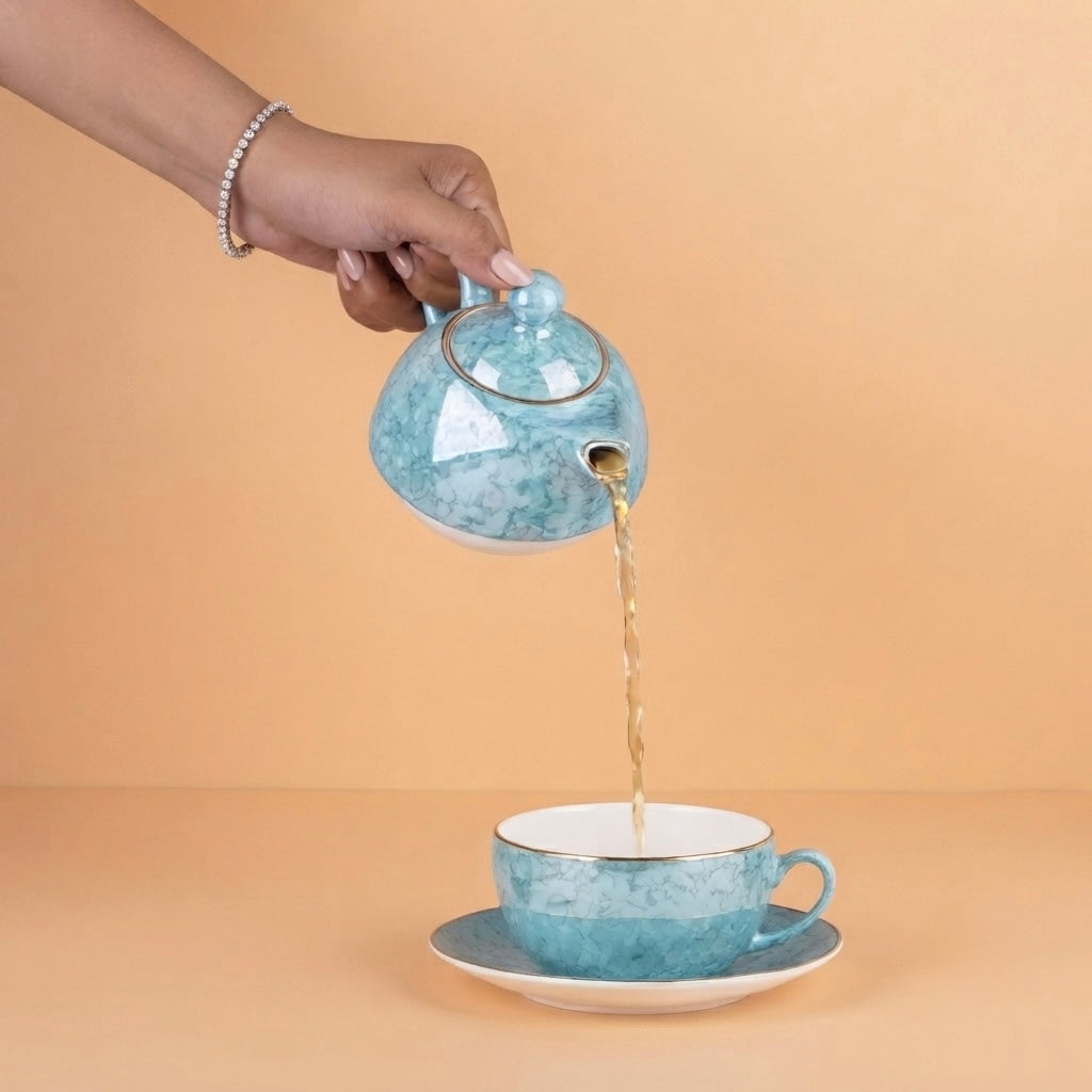 Tea for One in Aqua Gold-stylish tea set My Store