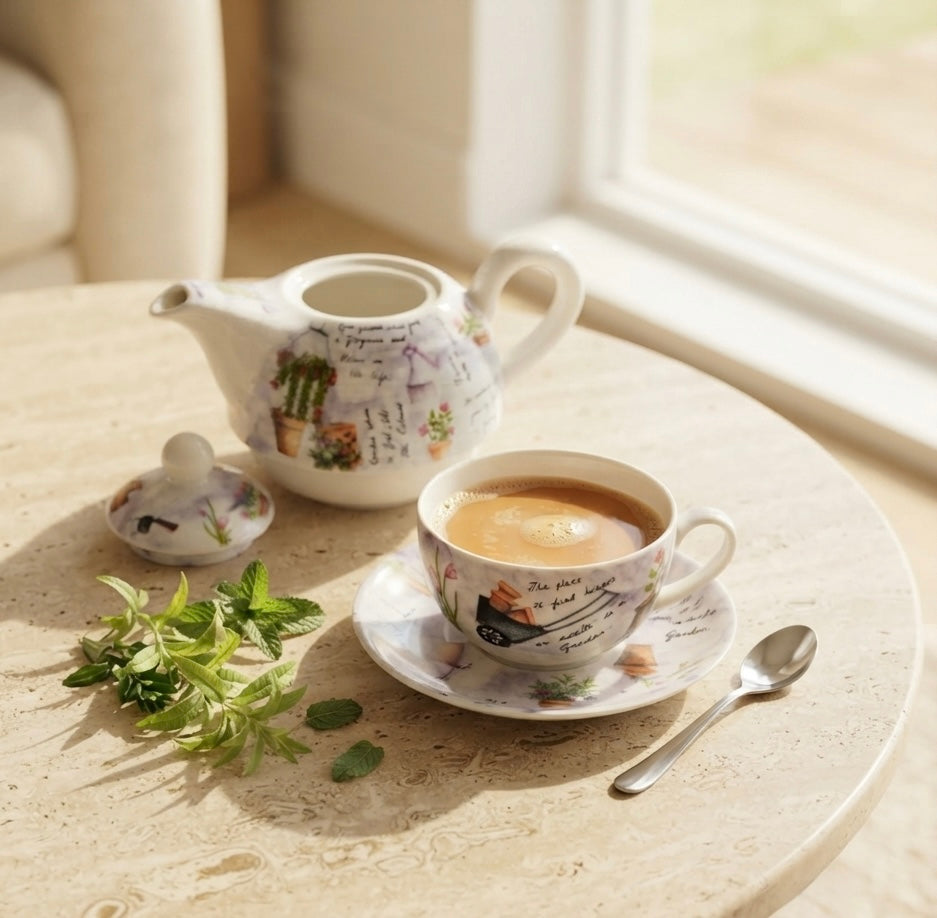 Tea for One Garden It in Purple-stylish tea set My Store