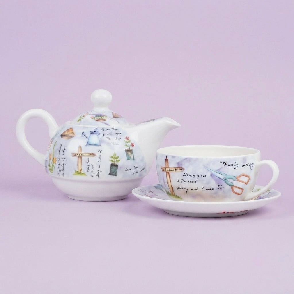 Tea for One Garden It in Purple-stylish tea set My Store