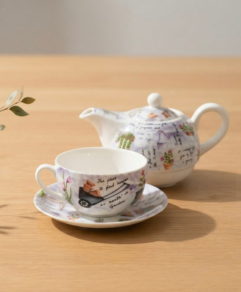 Tea for One Garden It in Purple-stylish tea set My Store