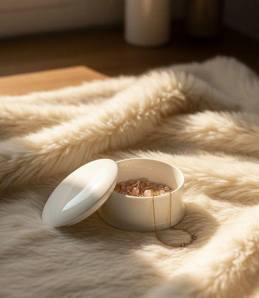 Trinket Jewellery Box with Lid in White Fine Bone China My Store