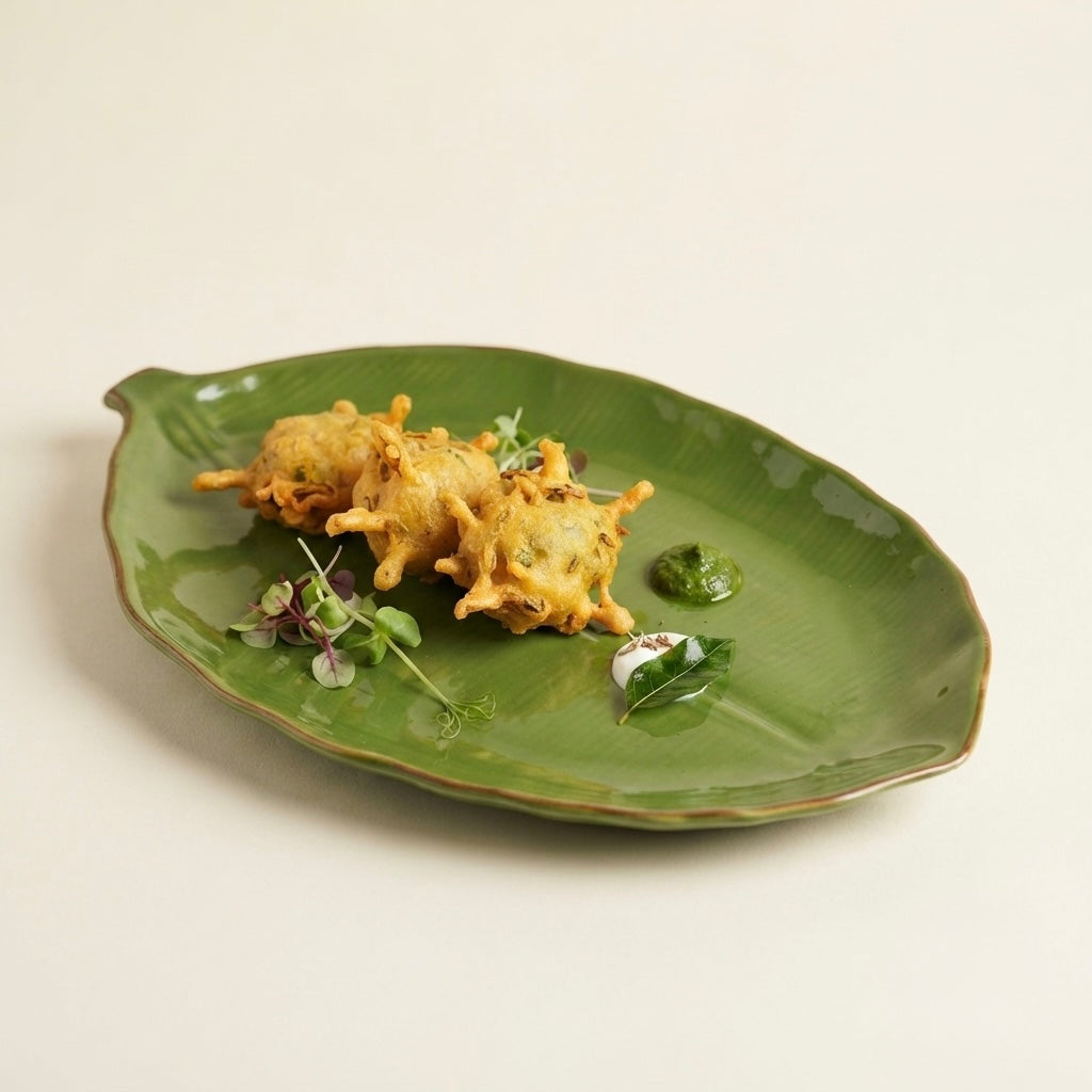 Large Tropic Leaf Platter (Pack of 1, Green) My Store
