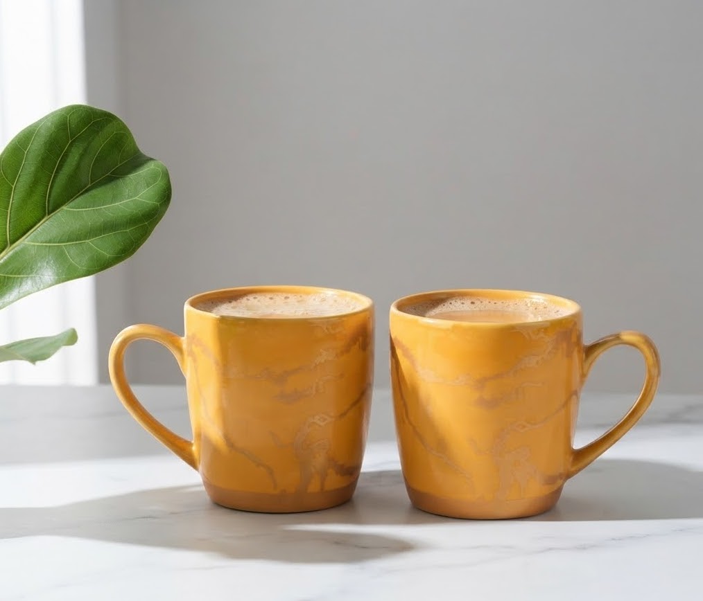 Yellow Cambridge Mug (Pack of 6, Metallic Design) My Store