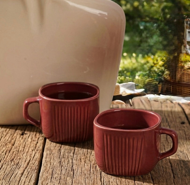 DATA Zen Coffee Mugs in Maroon, Set of 6 My Store