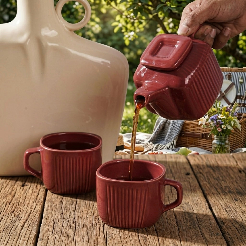 DATA Zen Tea Set in Maroon, Set of 4 My Store