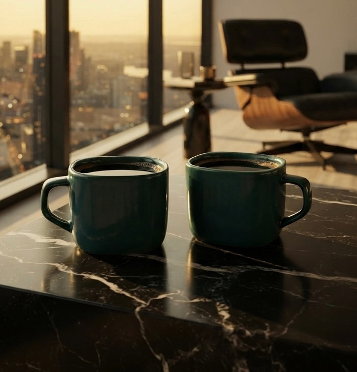 DATA Zen Coffee Mugs in Dark Green, Set of 6, 199 ml each My Store
