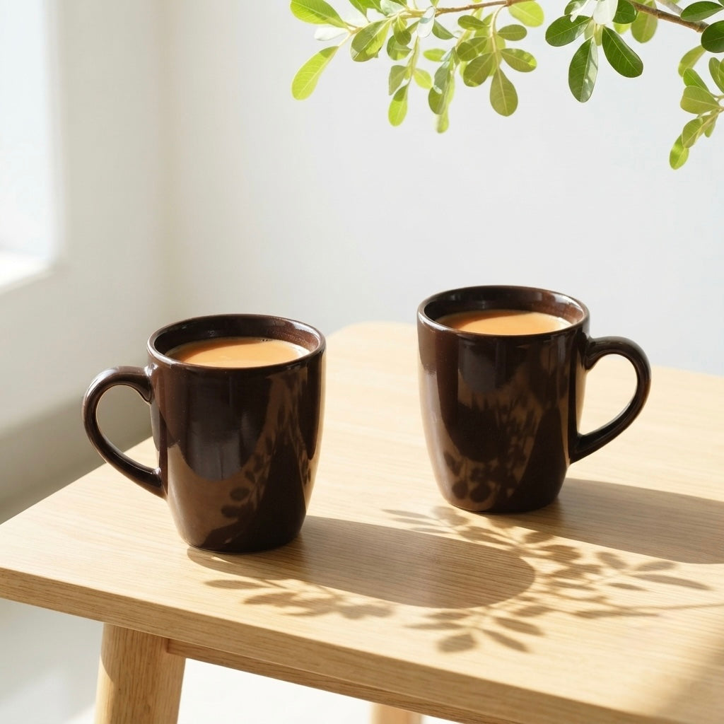 DATA Opera Mug in Chocolate Brown, Set of 6 Dandy Lines by DATA