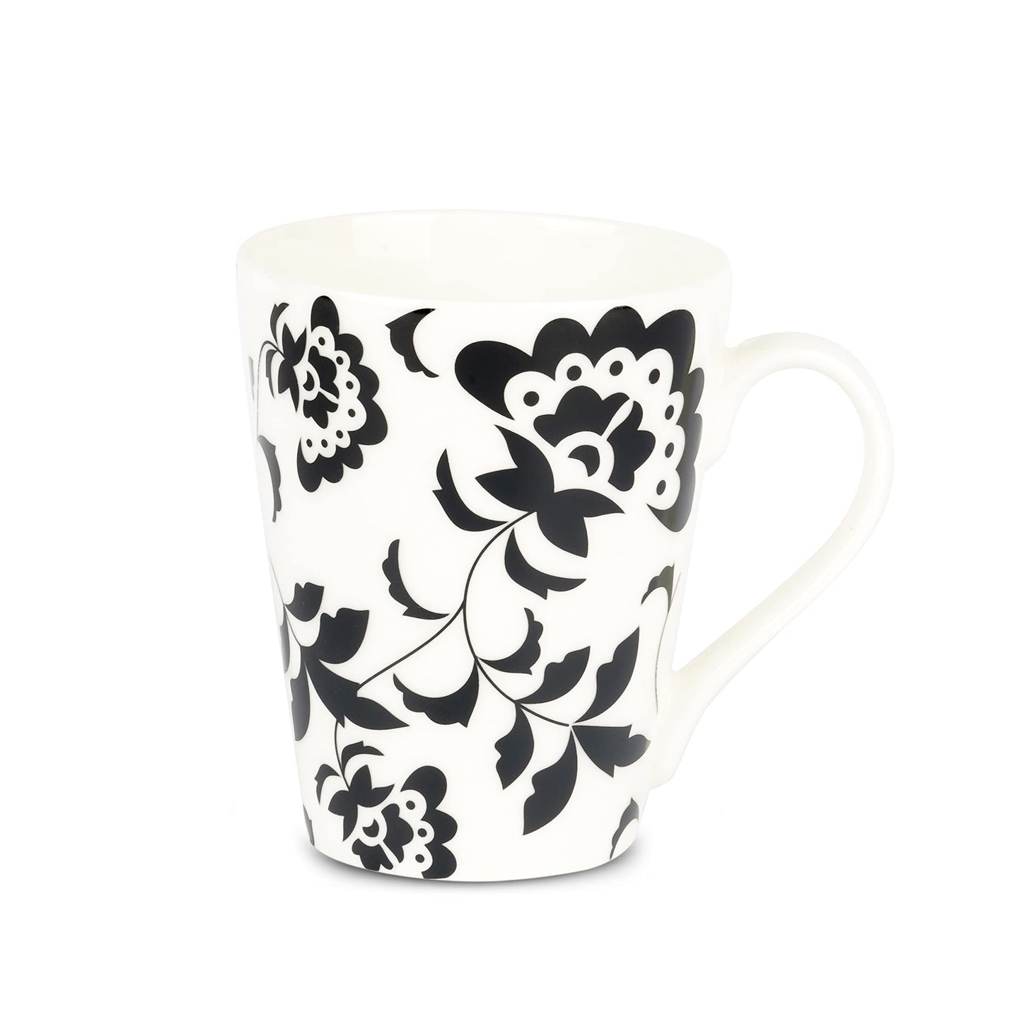 Dandy Lines Conical Black and White Floral Design , Pack of 4 My Store