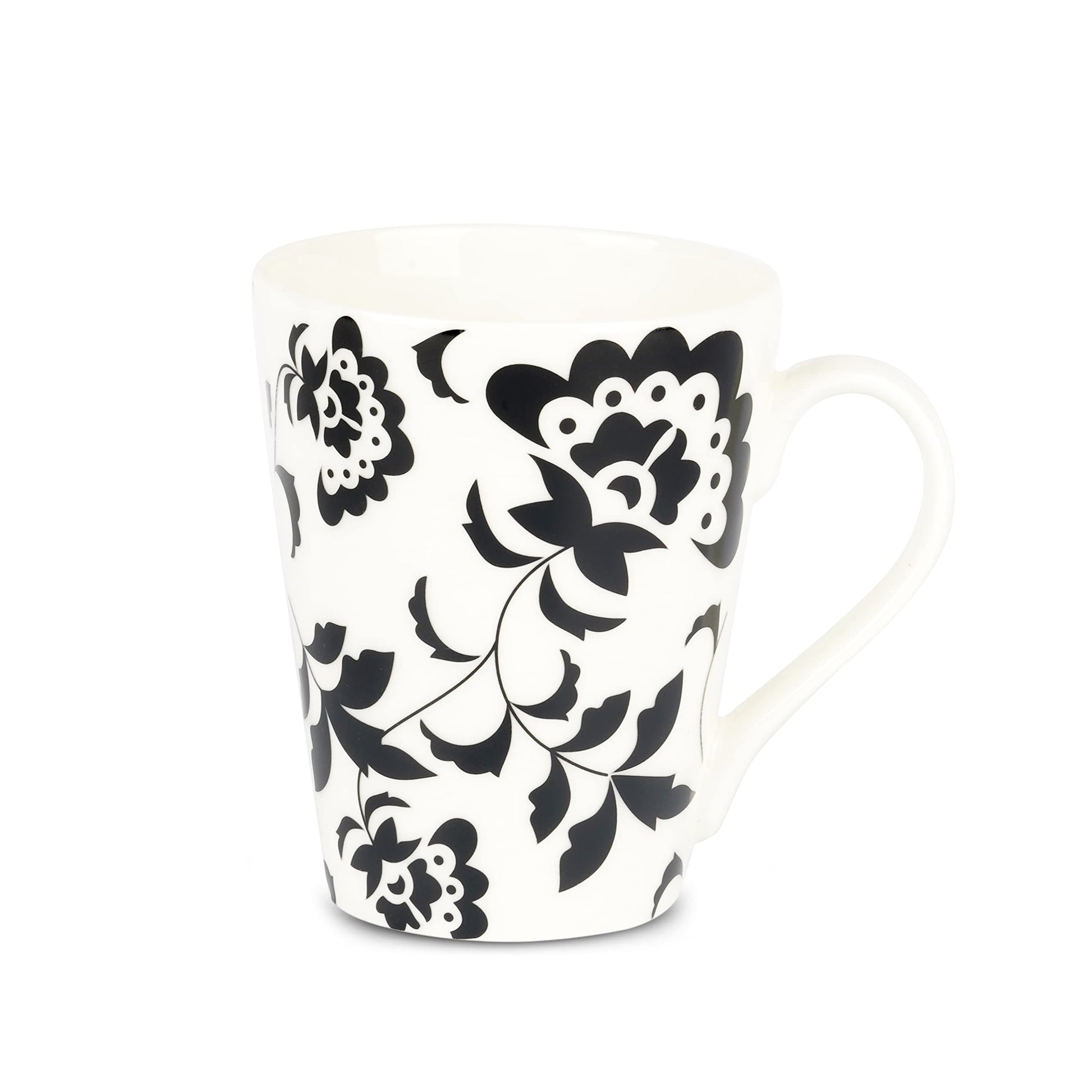 Dandy Lines Conical Black and White Floral Design , Pack of 4 My Store