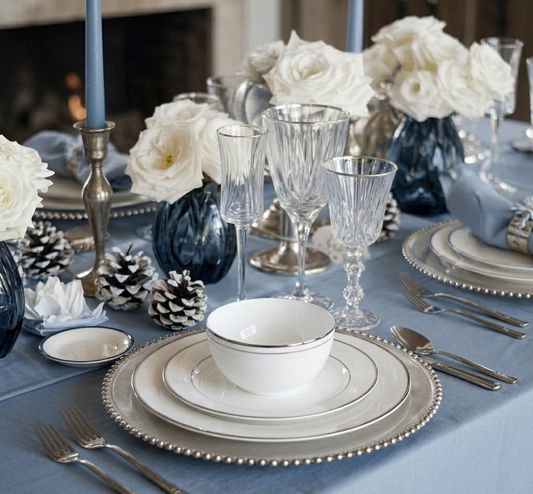 Platinum Line White Fine Bone China Dinner Set – 20 Pc My Store