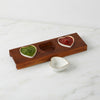 Heart Shaped Chutney Bowls in Pure Gold with Wooden Tray in white fine bone china