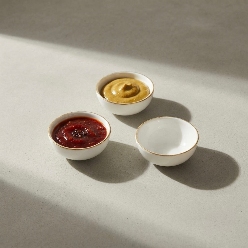 Premium Round Chutney Bowl in Pure Gold with Wooden Tray for stylish dining presentation