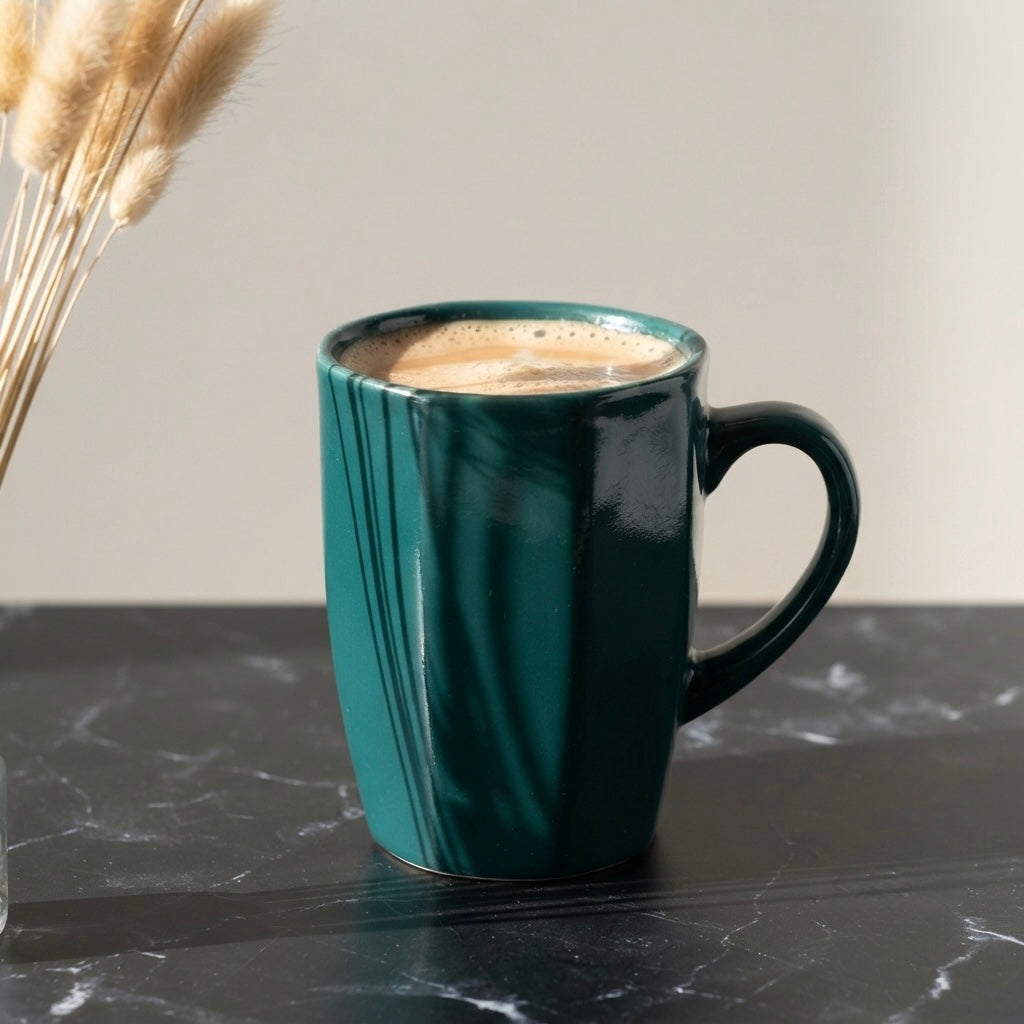 DATA Zia Mugs in Green, Set of 6 Dandy Lines by DATA