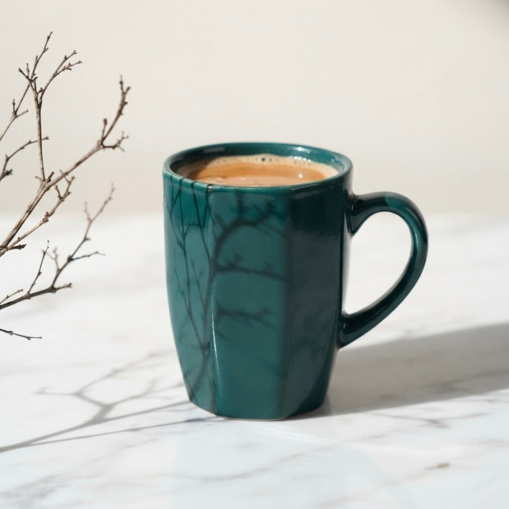 DATA Zia Mugs in Green, Set of 6 Dandy Lines by DATA
