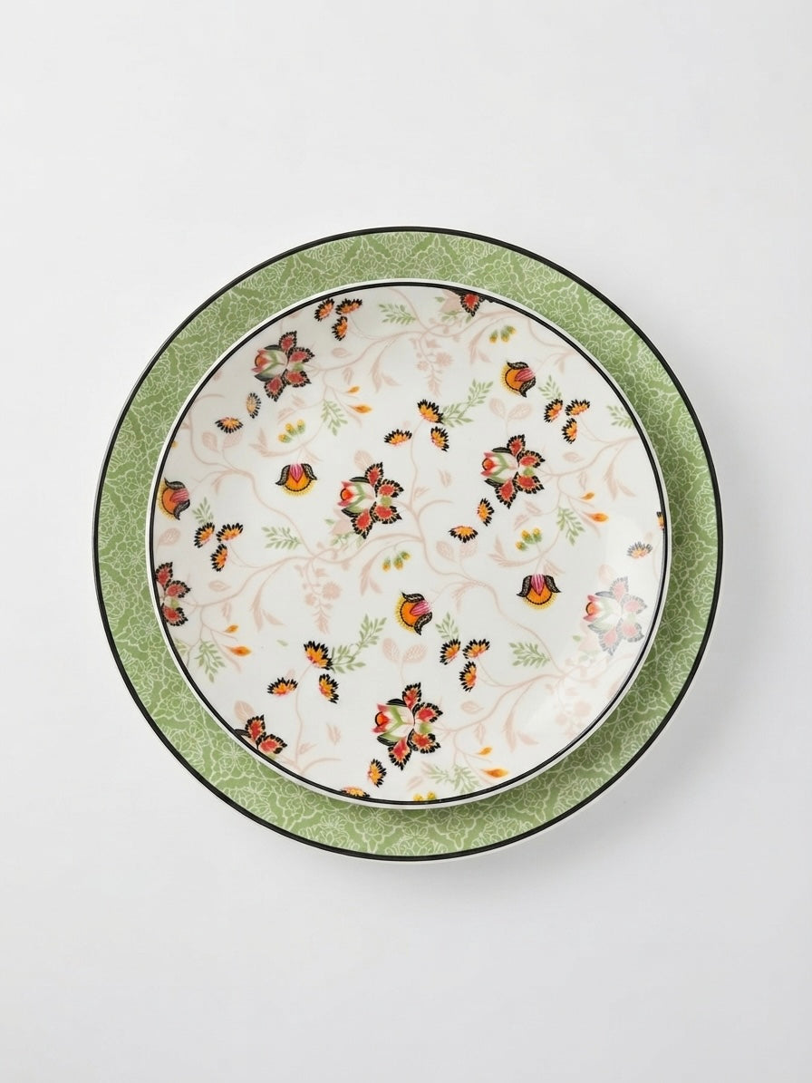 Kerala Floral Quarter Plates, Pack of 2 Dandy Lines by DATA