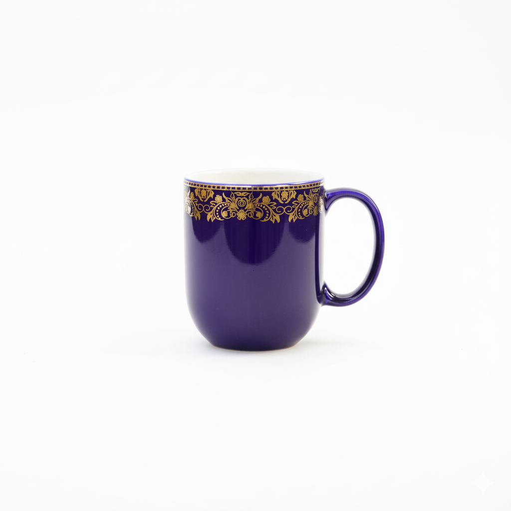 Dandy Lines Lila Mug in Blue & Gold, Pack of 4 My Store