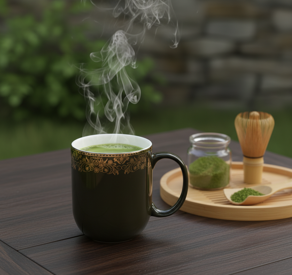 Dandy Lines Lila Mug in Green & Gold, Pack of 4 My Store