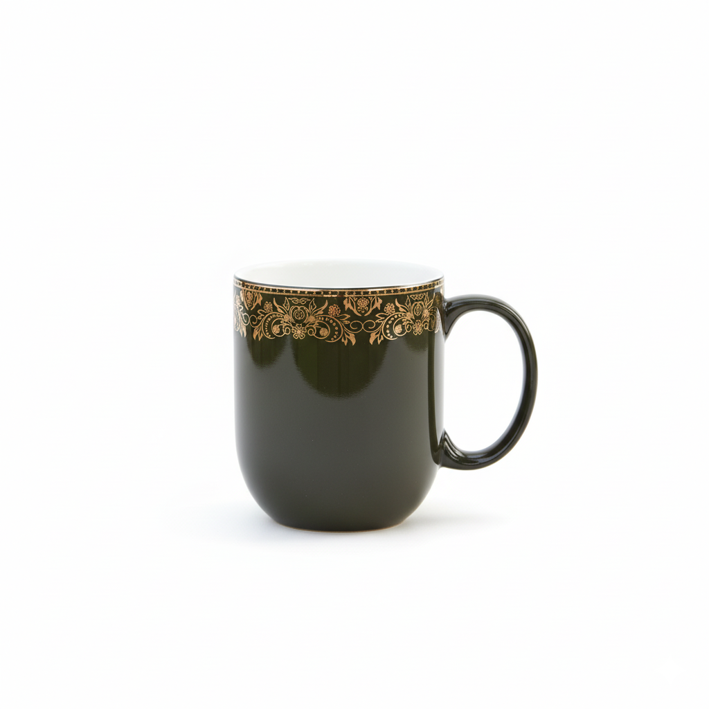 Dandy Lines Lila Mug in Green & Gold, Pack of 4 My Store