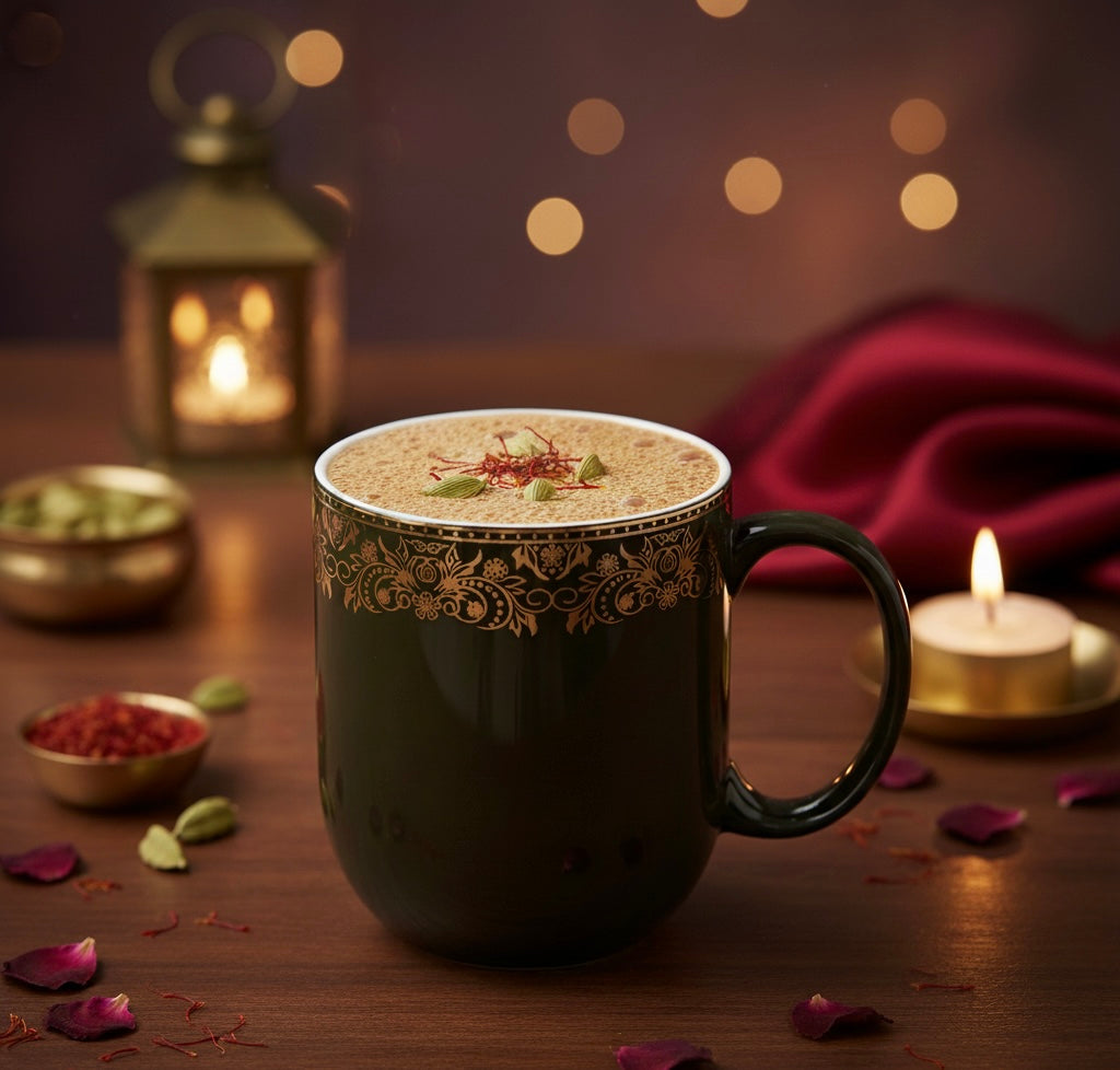 Dandy Lines Lila Mug in Green & Gold, Pack of 4 My Store