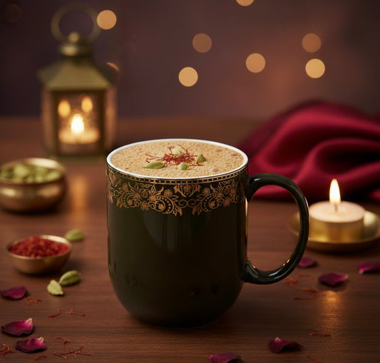 Dandy Lines Lila Mug in Green & Gold, Pack of 4 My Store