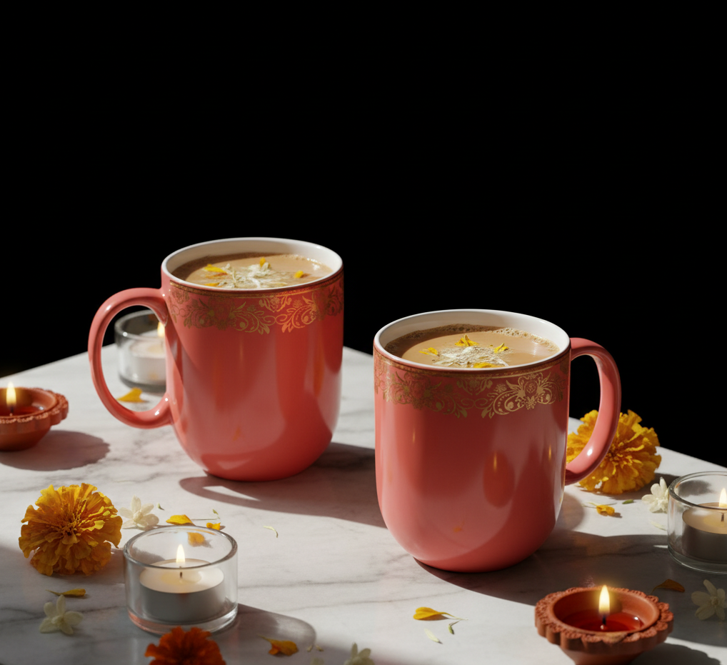 Dandy Lines Lila Mug in Peach & Gold tea set My Store