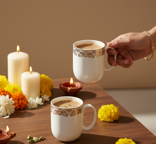 Dandy Lines Lila Mug in White & Gold -tea set My Store