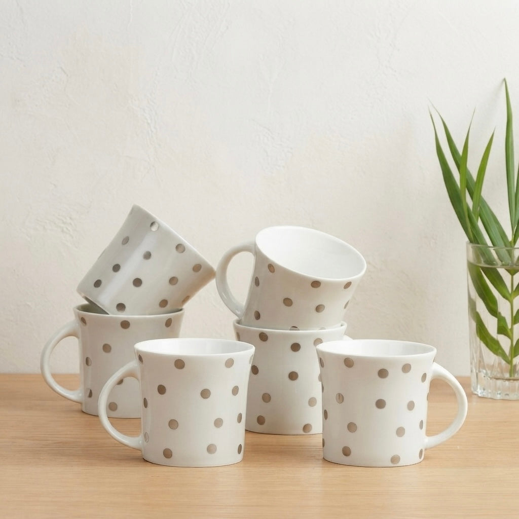 Oxford Medium Denmark in Grey with Dots (Coffee Mugs, Pack of 6) My Store