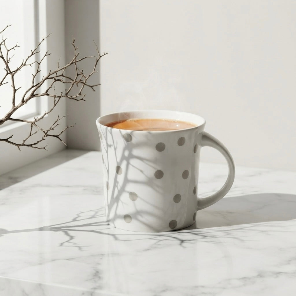Oxford Medium Denmark in Grey with Dots (Coffee Mugs, Pack of 6) My Store