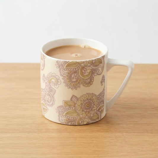 Puja GOLD Alpana on Yellow (Coffee Mugs, Pack of 6) My Store