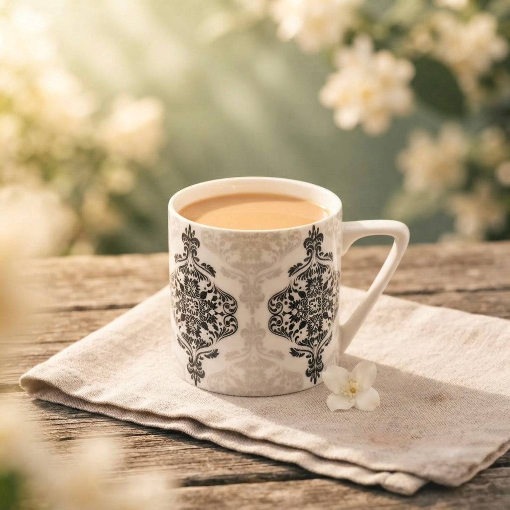 Puja Black and White Madrid (Coffee Mugs, Pack of 6) My Store