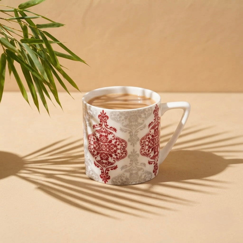 Puja Madrid Red and White (Coffee Mugs, Pack of 6) My Store