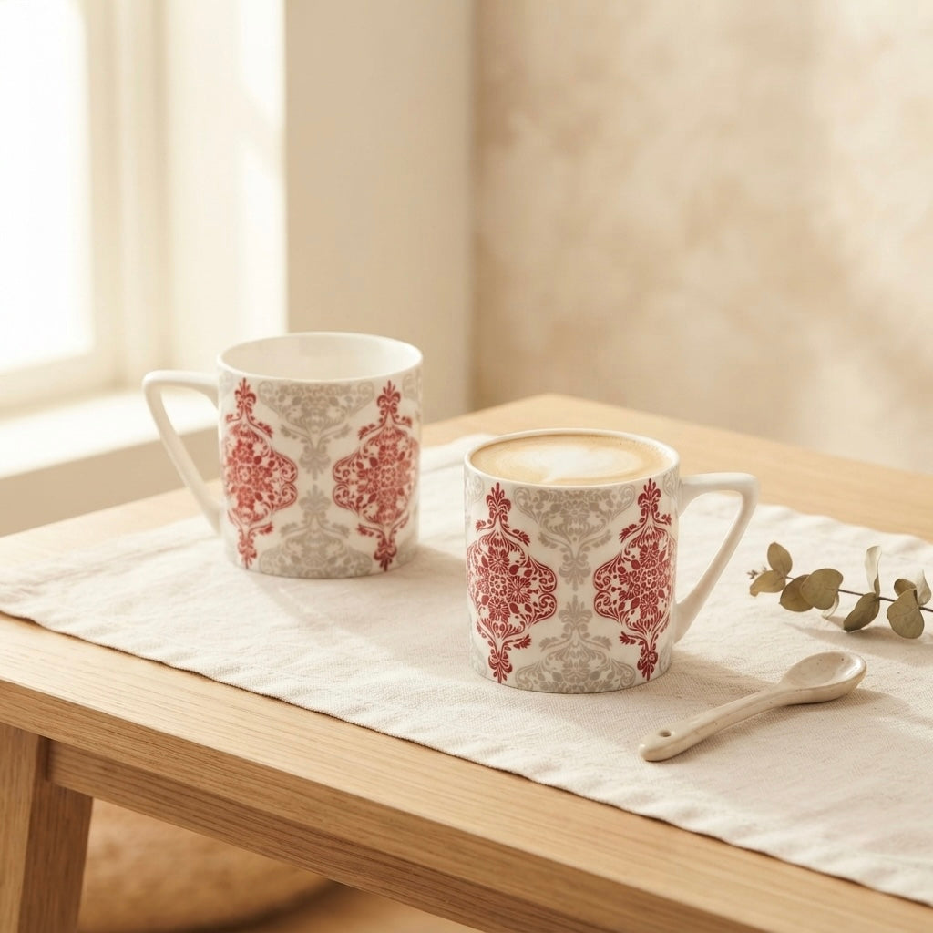 Puja Madrid Red and White (Coffee Mugs, Pack of 6) My Store