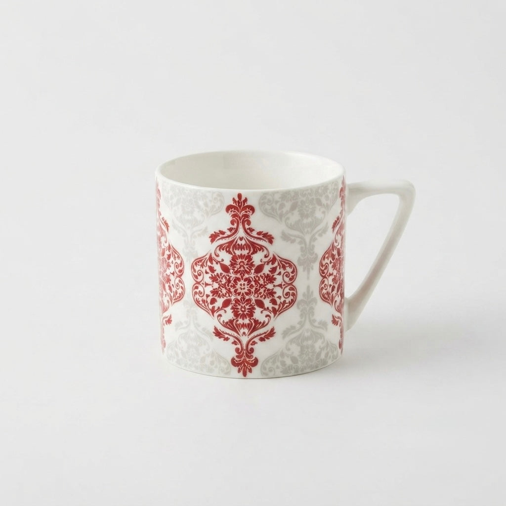 Puja Madrid Red and White (Coffee Mugs, Pack of 6) My Store