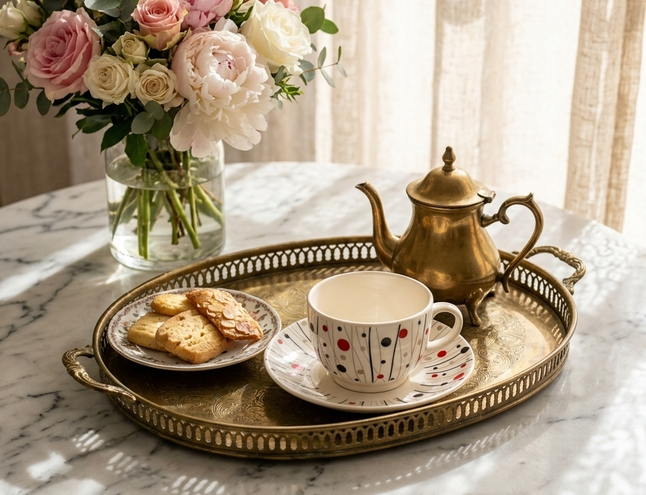 Rani Cups and Saucers with Abstract Dots, Set of 12 My Store