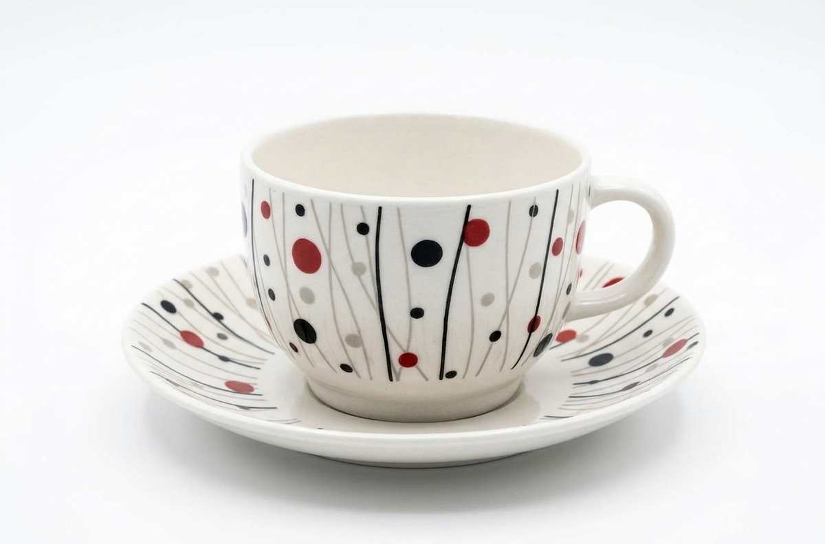 Rani Cups and Saucers with Abstract Dots, Set of 12 My Store