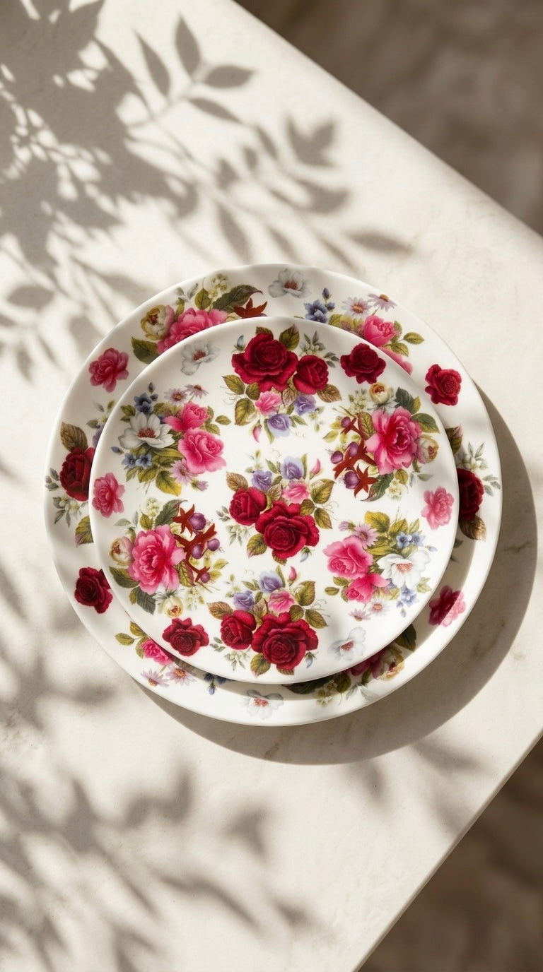 English Rose Dinner Set (Floral, Fine Bone China, 20 Piece Set)