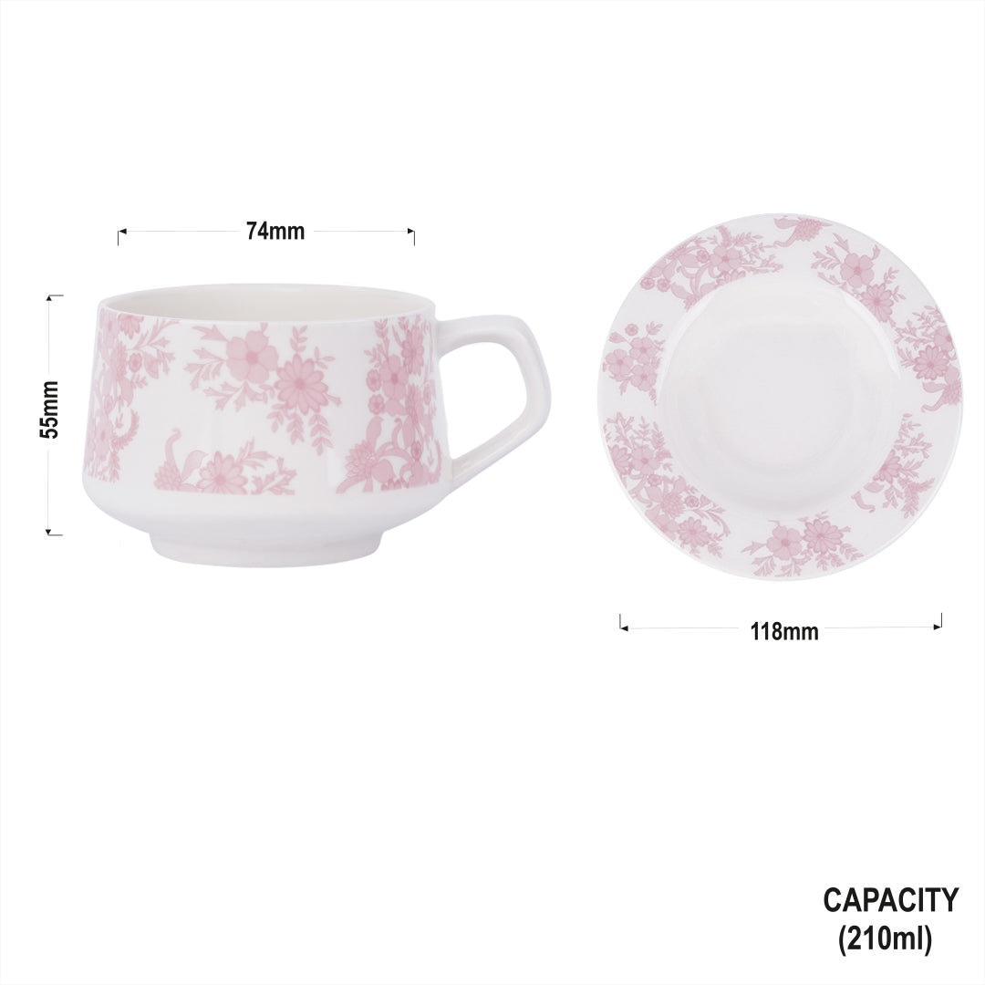 Sana Chintz Pink Cups and Saucers-Designer tea cups